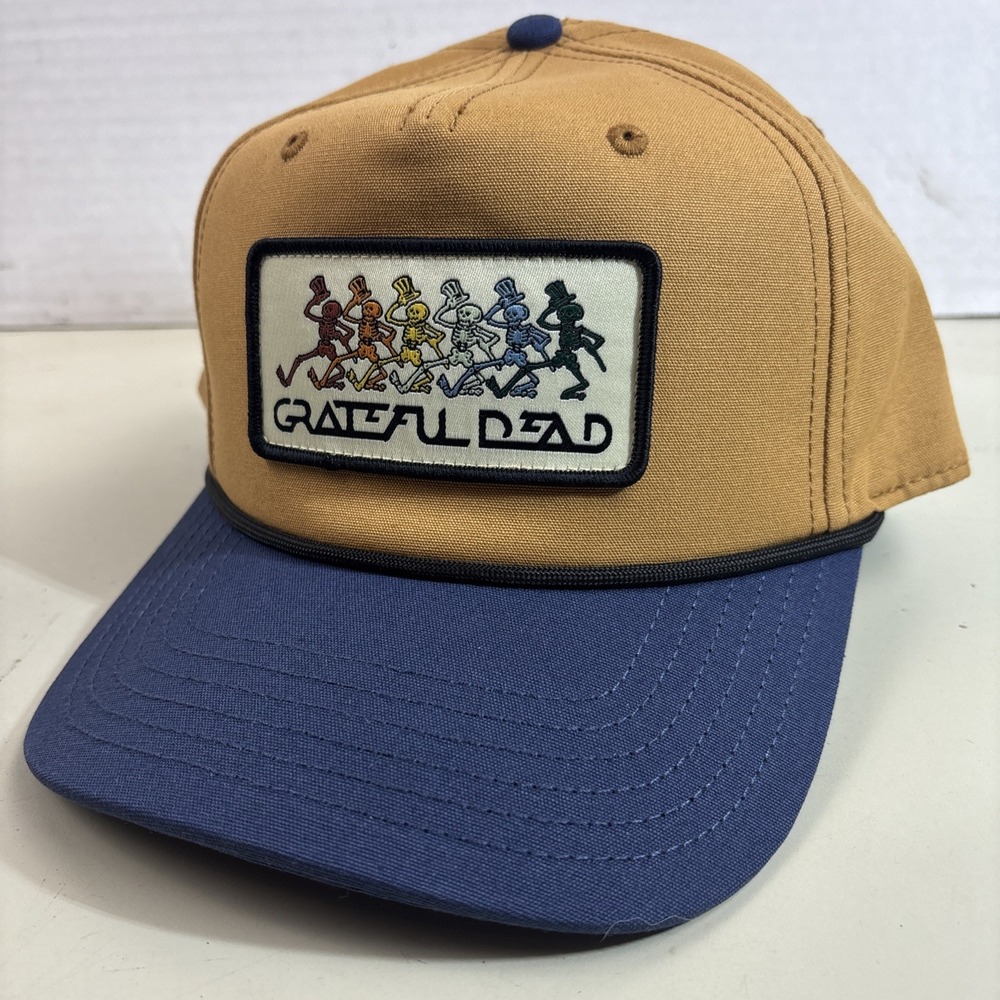 Grateful Dead Snapback Hat Mens OSFM Tan Blue Dancing Skeletons Mad Engine Cap